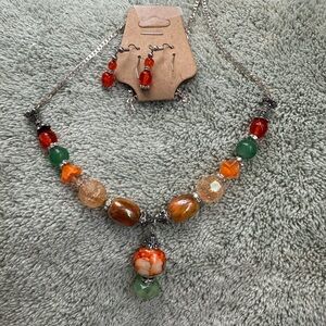 Elegant Multicolor Beaded Necklace and Earring Set